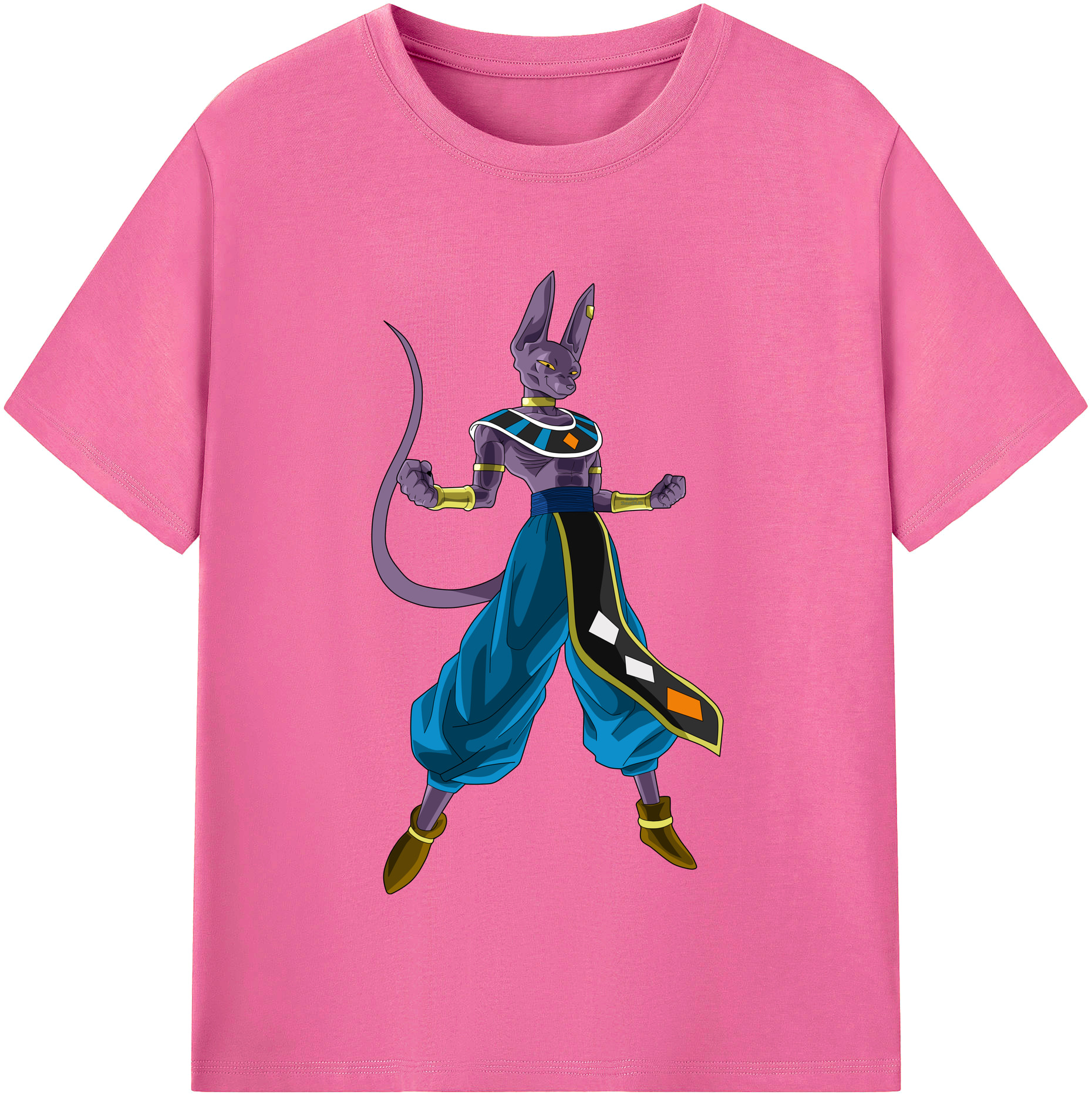 （画像用） ドラゴンボール ビルス 破壊神ビルス DRAGON BALL Beerus Birusu レディースカジュアルプリントTシャツ（綿100％）
